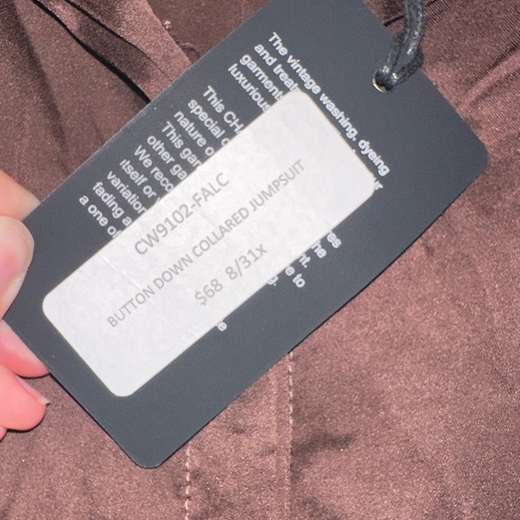 Chaser Button Down Collared Jumpsuit in Brown NWT Size Small - Picture 5 of 7